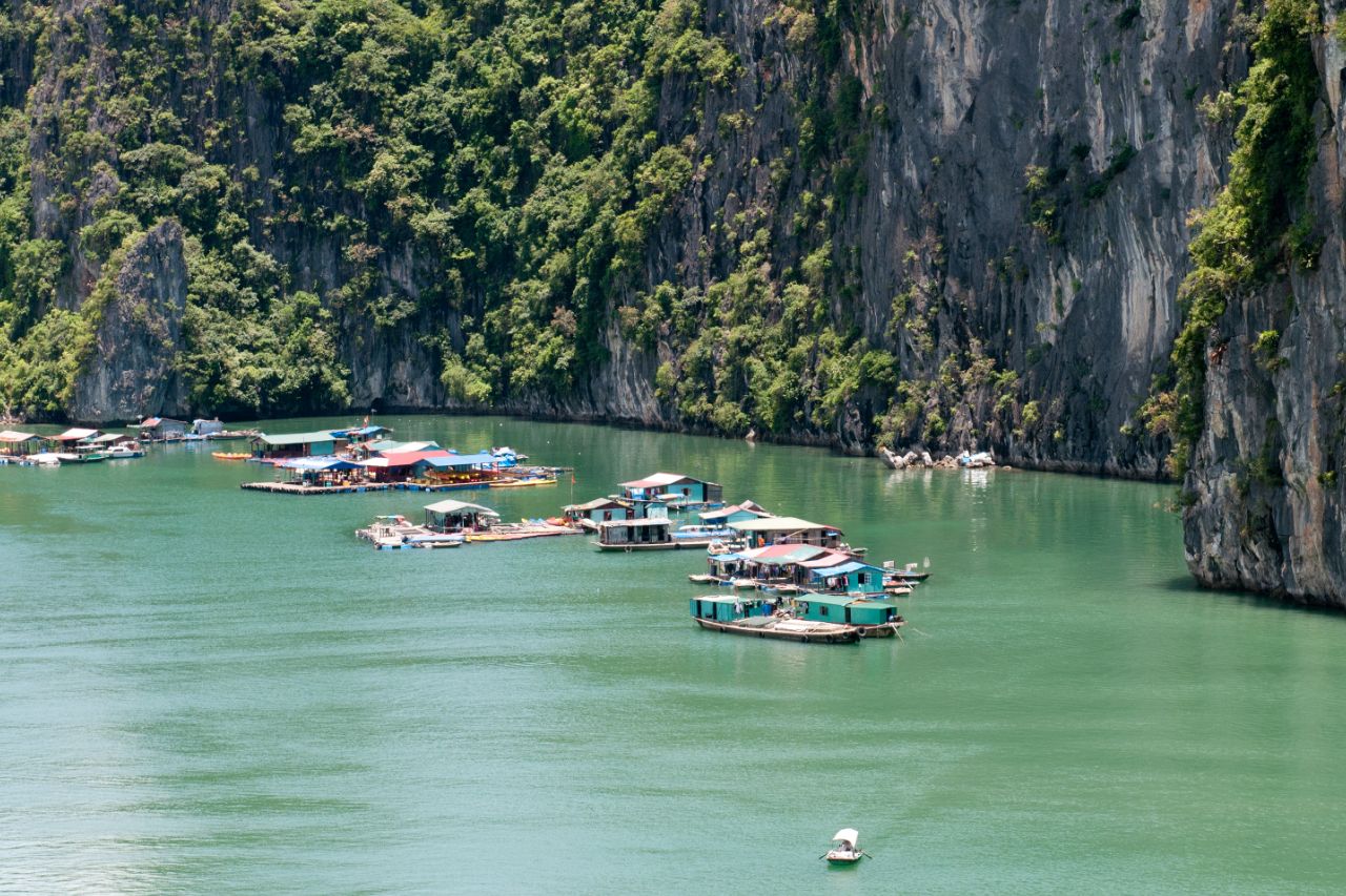 Floating fishing village on Halong Bay Vietnam