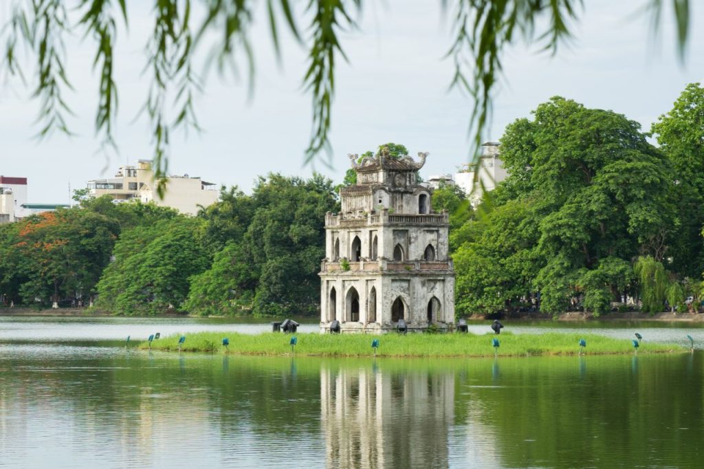 Hoan Kiem Lake in Ha Noi Vietnam