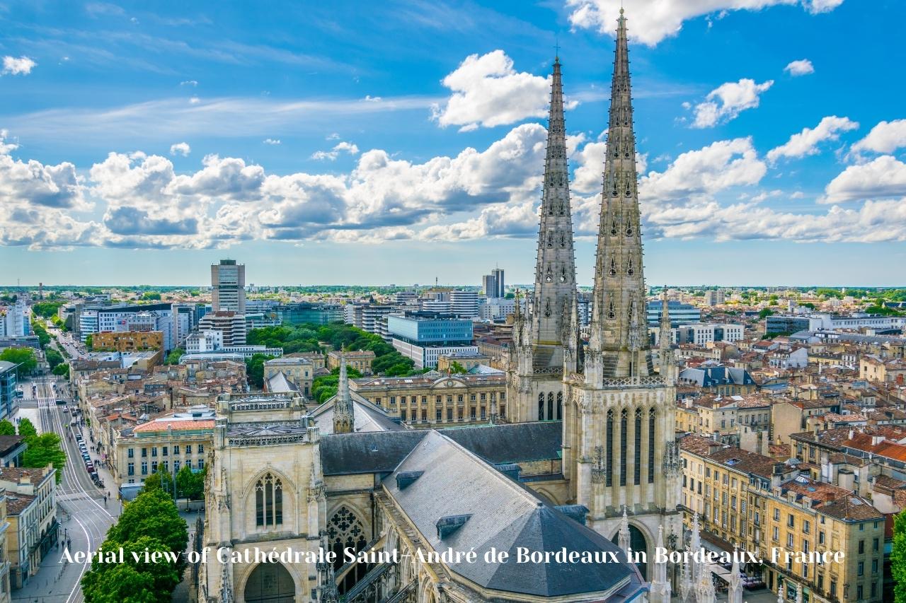 Aerial view of Cathédrale Saint-André de Bordeaux in Bordeaux, France