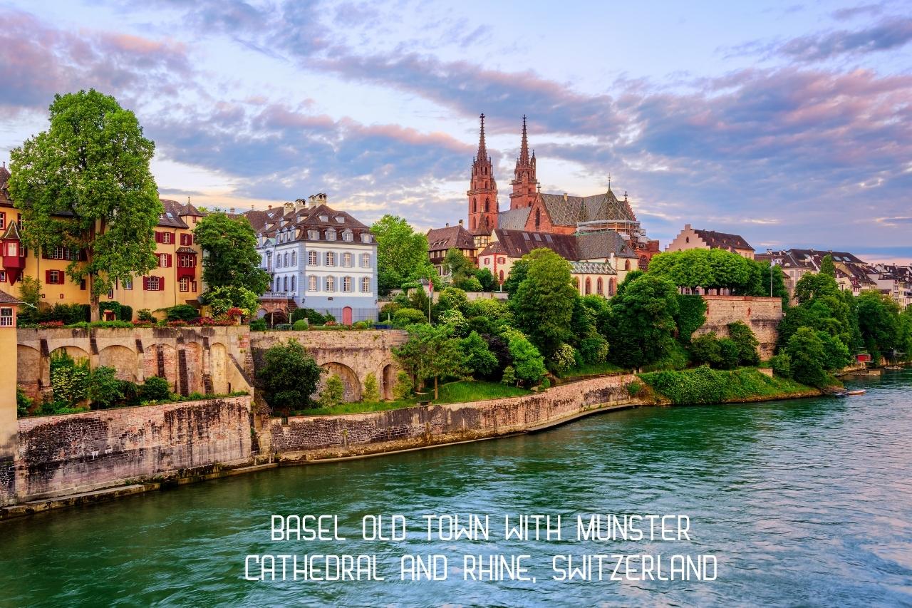 Basel Old Town with Munster cathedral and Rhine, Switzerland