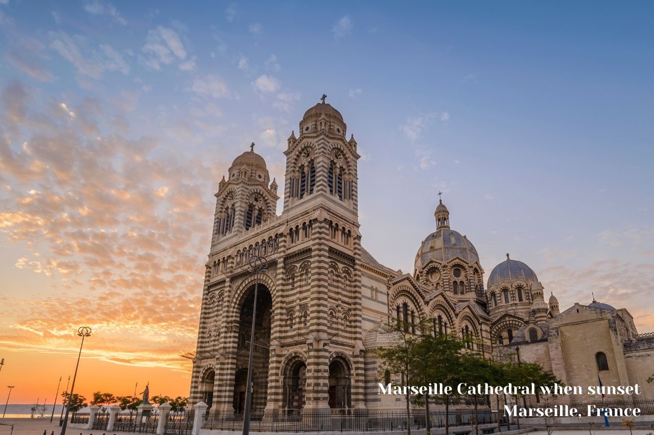 Marseille Cathedral when sunset, Marseille, France