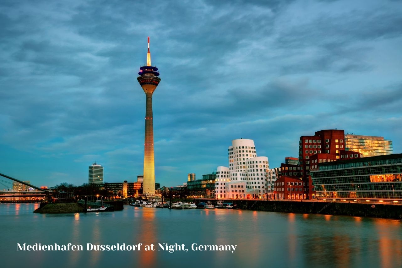 Medienhafen Dusseldorf at Night, Germany
