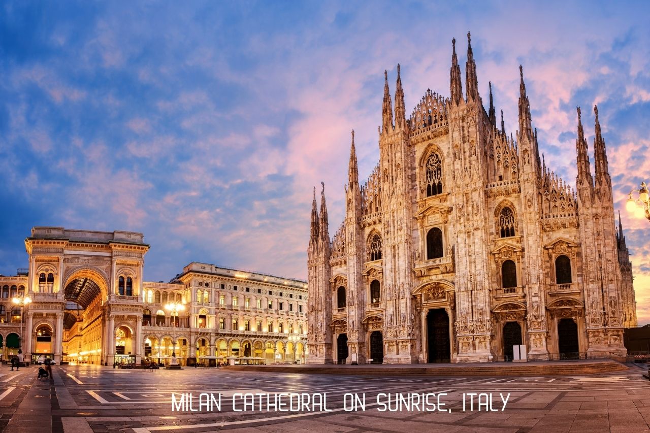Milan Cathedral on sunrise, Italy