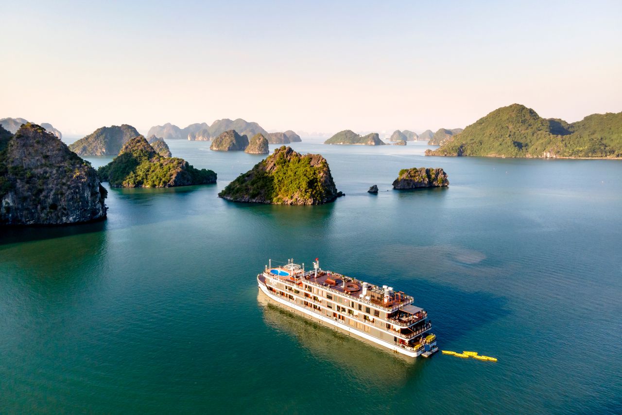 Cruising Amongst the Limestone Karsts in Halong Ba